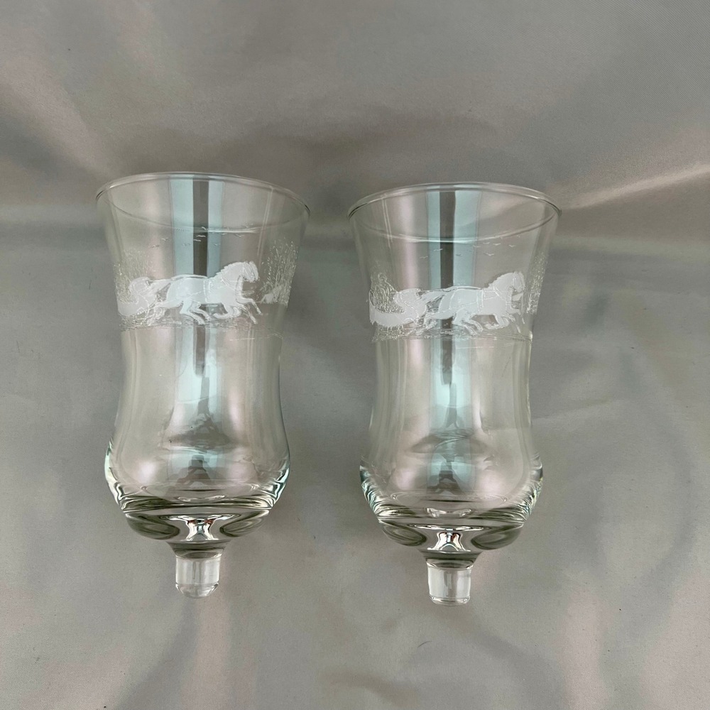 Homco Votive Holders Unisex OS Clear Excellent Sleigh Ride Peg Glass Set 2 - Picture 2 of 9